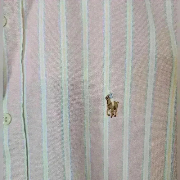 Ralph Lauren long sleeve button-down collard dress shirt. Pink, blue and yellow - Picture 2 of 3